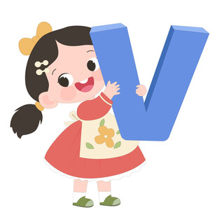 开学季英语课抱着字母V的女孩