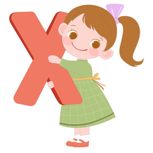 开学季英语课抱着字母X的女孩