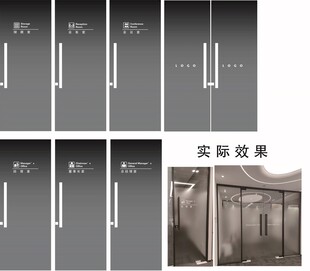 办公室玻璃门牌磨砂提示贴