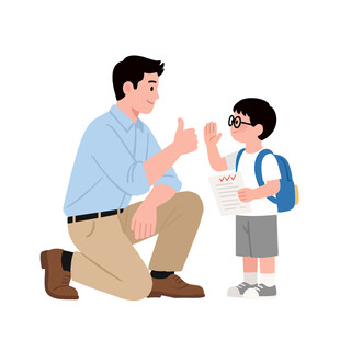 父亲与孩子的温馨鼓励时刻