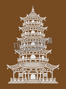 中式宝塔建筑图案