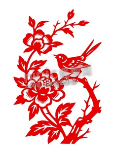 花鸟剪纸窗花窗贴