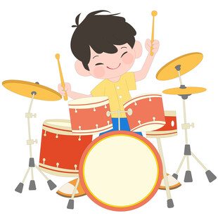 开学季兴趣班音乐课打架子鼓男孩