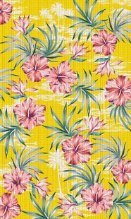 黄色底粉色花卉图案背景