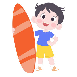 开学季体育课拿着冲浪板的男孩