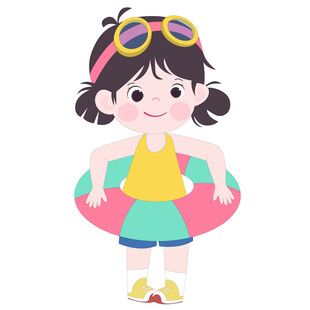 开学季运动会游泳带着救生圈女孩