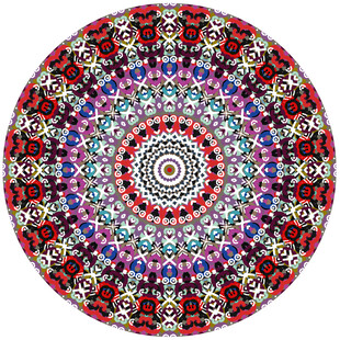 圆形彩色数码印花地毯图案