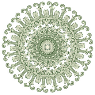 圆形绿色古典图案