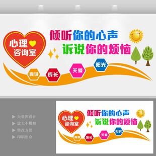 创意医院心理咨询室标语文化墙背
