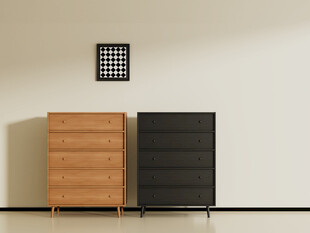 简约风格双柜与墙饰组合