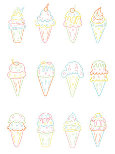 夏日冰淇淋马卡龙配色图标