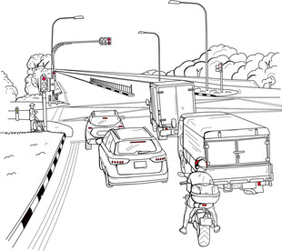 城市道路车辆行驶场景 矢量图