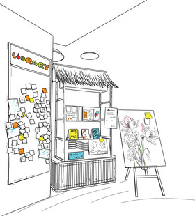 室内艺术角 创意绘画 矢量图