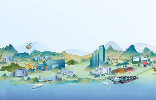 中国风港口插画