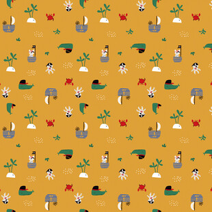 黄色背景动物图案花纹