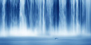 招财瀑布山水画