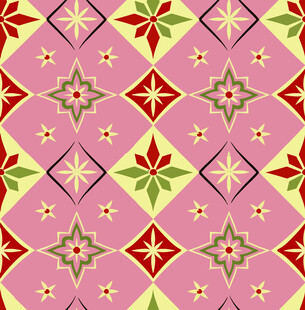 几何花卉 拼花 数码印花图案