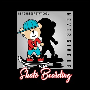 服装印花矢量滑板少年插画
