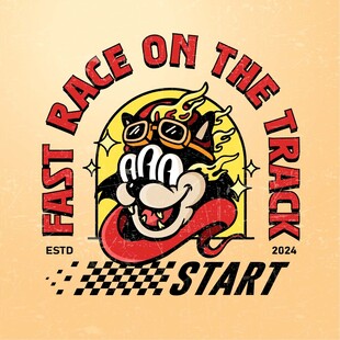 服装印花矢量赛车主题卡通图案