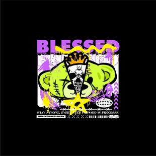 服装印花矢量卡通小熊图案设计