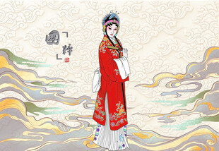 红衣戏曲人物京剧花旦