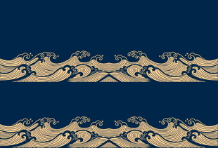 中式海浪纹蓝色背景图案