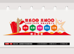 情系职工真诚服务文化墙