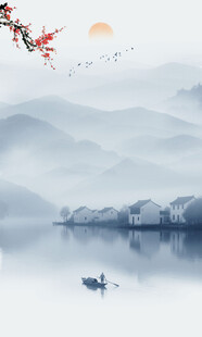 古风水墨山水背景