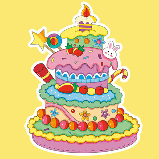生日快乐KT板蛋糕