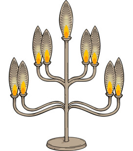 复古多烛台金属灯具 矢量图