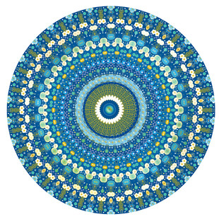 蓝色曼陀罗花纹艺术图案