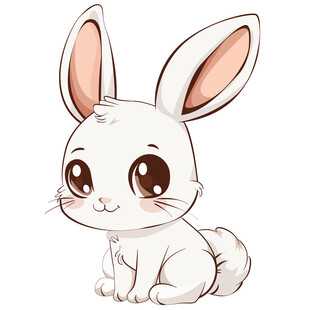 卡通风中秋节大眼睛大耳朵小白兔