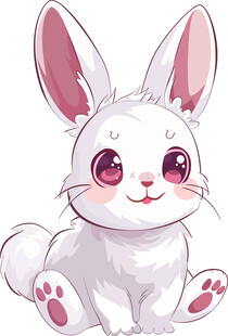 卡通风中秋节可爱萌宠粉色小白兔