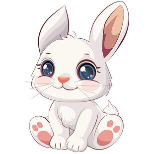 中秋节毛茸茸大眼睛长耳朵小兔子