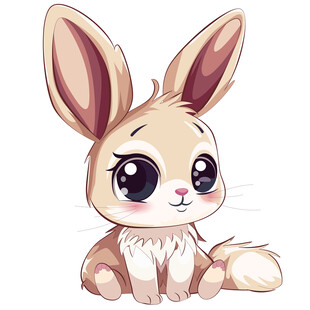 中秋节毛茸茸大眼睛长耳朵小灰兔