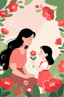 母亲节插画 女子插画