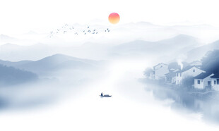 意境水墨山水画