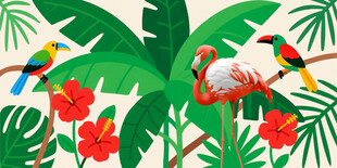 热带植物火烈鸟