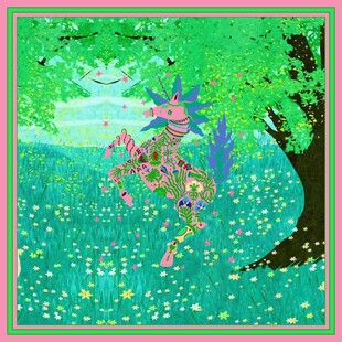 森林中梦幻起舞的彩色小马 