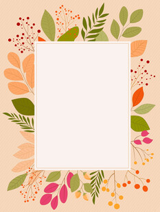 卡通秋天落叶收集浆果各类叶子