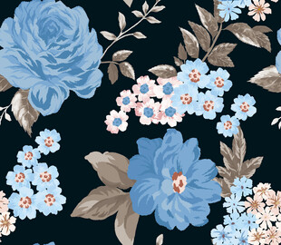 深蓝背景花卉图案