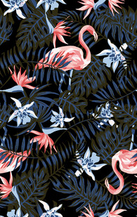 火烈鸟海星热带风图案