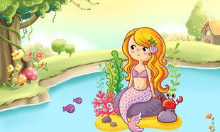 卡通美人鱼背景墙