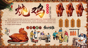烧鸡海报背景挂画 
