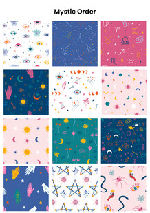 多彩几何抽象图案集合数码印花