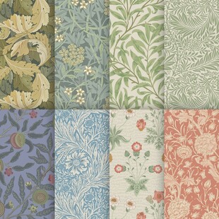 复古花卉图案布料集合数码印花