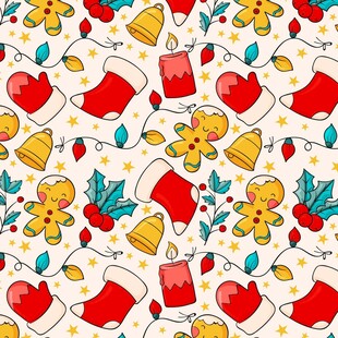 圣诞元素无缝图案背景