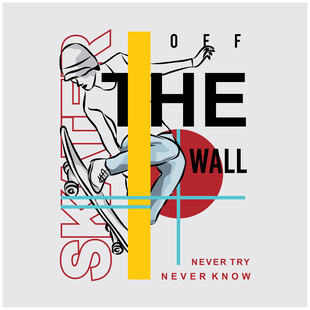 滑板运动插画风格海报