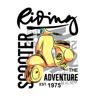 复古骑行冒险摩托车图案