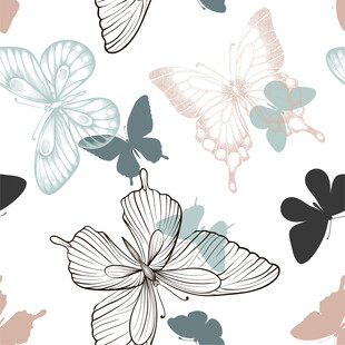 蝴蝶花卉图案无缝背景图